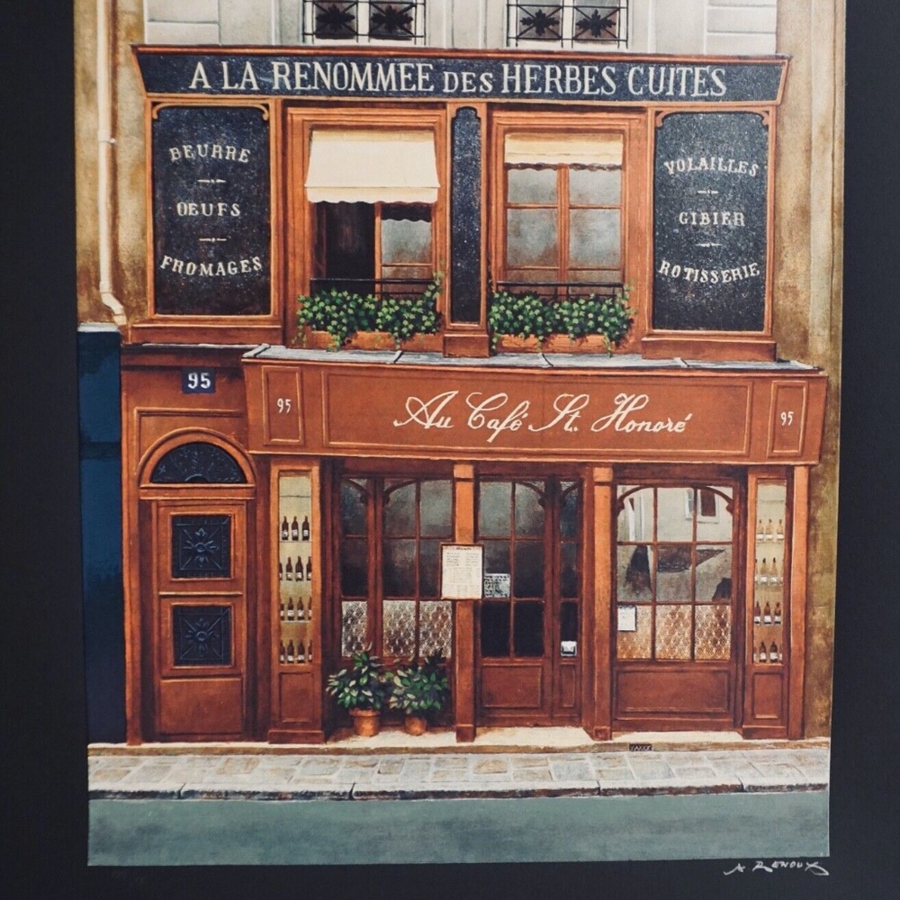 Andre Renoux Cafe St. Honore Hand Signed Numbered Serigraph